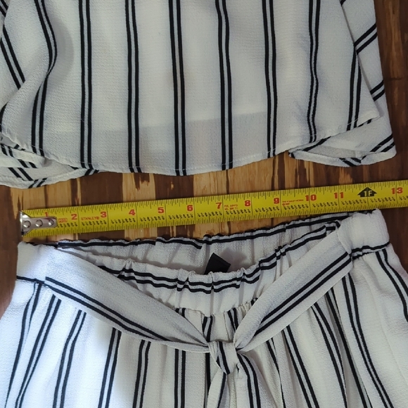 Windsor Striped White and Black Crop Top and Palazzo Pant Set - Picture 4 of 8